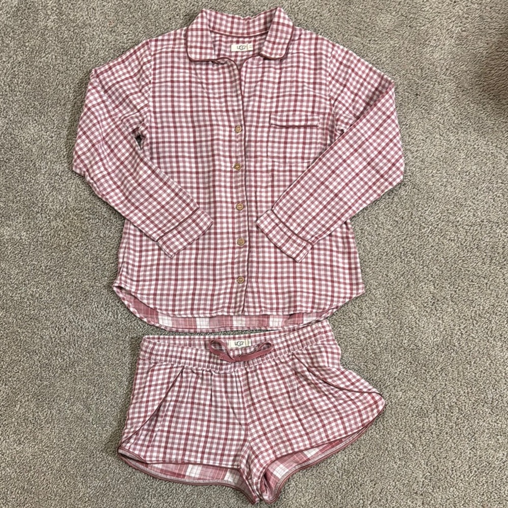 UGG Checkered Pajamas Shorts Set- Pinkish purple. Medium